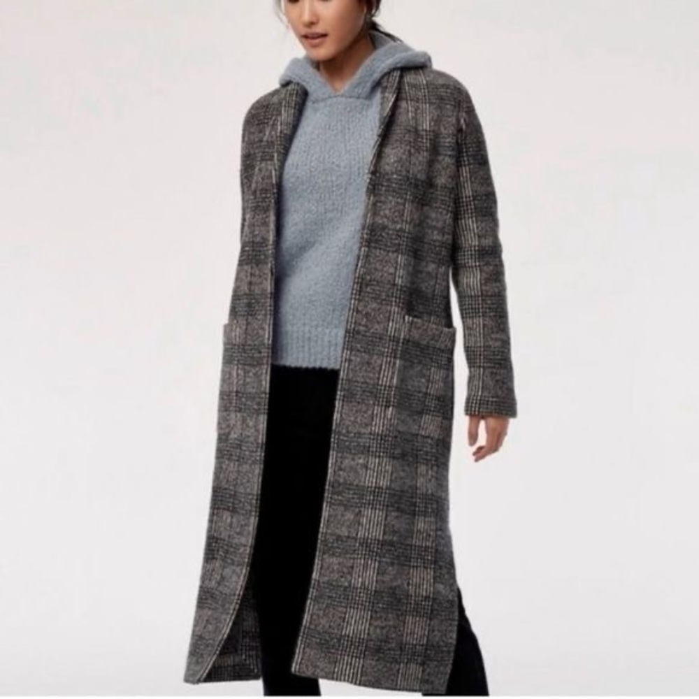 Aritzia Gray Plaid Coat